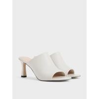 ราคา Charles & Keith รองเท้าส้นสูงแบบเปิดส้นดีไซน์หัวรองเท้าแบบโค้ง - สีชอล์ค