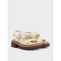 ราคา Charles & Keith รองเท้าแตะแพลตฟอร์มแบบรัดส้นตกแต่งด้วยหัวเข็มขัด - สีโทป