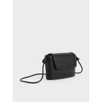ราคา Charles & Keith กระเป๋าสะพายข้างดีเทลผูกปมรุ่น Sabine - สีดำอะไหล่สีดำ