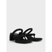 ราคา Charles & Keith รองเท้าแตะหนีบดีไซน์สายคาดบุนวมรุ่น Toni - สีแบล็คเท็กซ์เจอร์