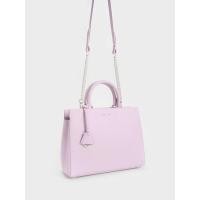 ราคา Charles & Keith กระเป๋าถือแบบมีโครงรุ่น Mirabelle - สีไลแลค