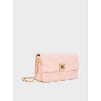 ราคา Charles & Keith กระเป๋าสะพายข้างดีไซน์ลายควิลท์รุ่น Eleni - สีชมพูอ่อน
