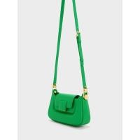 ราคา Charles & Keith Koa Push-Lock Top Handle Bag - สีเขียว