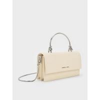ราคา Charles & Keith กระเป๋าสตางค์ใบยาวดีไซน์หูจับรูปทรง Sculptural - สีครีม
