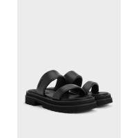 ราคา Charles & Keith รองเท้าแตะดีไซน์สายคาดบุนวมรุ่น Tattie - สีดำ