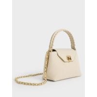 ราคา Charles & Keith กระเป๋าถือผ้าแคนวาสดีไซน์หูจับแบบถักรุ่น Arwen - สีเบจ