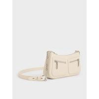 ราคา Charles & Keith กระเป๋าสะพายไหล่ดีไซน์สายโซ่ - สีเบจ