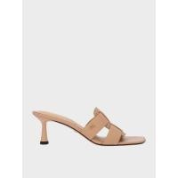 ราคา Charles & Keith รองเท้าส้นสูงแบบเปิดส้นทรง Spool ดีไซน์หนังสายคาดแบบสานรุ่น Trichelle - สีนู้ด