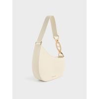 ราคา Charles & Keith กระเป๋าสะพายไหล่ดีไซน์อสมมาตร - สีครีม