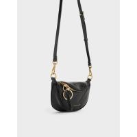 ราคา Charles & Keith กระเป๋าสะพายข้างทรงพระจันทร์ครึ่งเสี้ยวรุ่น Philomena - สีดำ