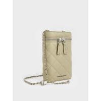 ราคา Charles & Keith กระเป๋าสะพายข้างขนาดเล็กทรงยาวดีไซน์ลายควิลท์รุ่น Apfra - สีเซจกรีน