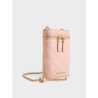 ราคา Charles & Keith กระเป๋าสะพายข้างขนาดเล็กทรงยาวดีไซน์ลายควิลท์รุ่น Apfra - สีชมพู