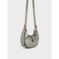 ราคา Charles & Keith กระเป๋าสะพายไหล่สายดีไซน์หัวเข็มขัดรุ่น Trice - สีพิวเตอร์