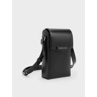 ราคา Charles & Keith กระเป๋าสะพายข้างขนาดเล็กทรงยาวดีไซน์ทรงซองจดหมายรุ่น Adelie - สีดำอะไหล่สีเงิน