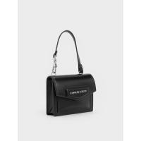ราคา Charles & Keith กระเป๋าใส่บัตรทรงซองจดหมายรุ่น Adelie - สีดำอะไหล่สีเงิน