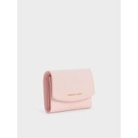 ราคา Charles & Keith กระเป๋าสตางค์ดีไซน์ที่ปิดด้านหน้าทรงโค้ง - สีชมพูอ่อน