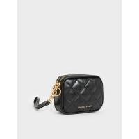 ราคา Charles & Keith กระเป๋าเพาช์คล้องข้อมือดีไซน์ลายควิลท์รุ่น Apfra - สีดำ