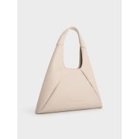 ราคา Charles & Keith กระเป๋าโฮโบหนังแก้วดีไซน์ทรงโค้งรุ่น Bosie - สีโอ๊ต