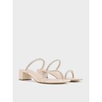 ราคา Charles & Keith รองเท้าเปิดส้นตกแต่งด้วยเพชรรุ่น Ambrosia - สีครีม