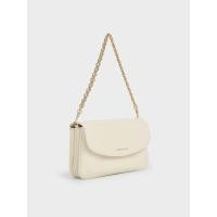 ราคา Charles & Keith กระเป๋าสะพายไหล่ดีไซน์ที่ปิดด้านหน้ารุ่น Caia - สีครีม