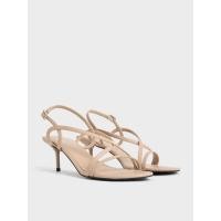 ราคา Charles & Keith รองเท้าแตะแบบรัดส้นดีไซน์สายคาดเท้าเสริมส้นเข็ม - สีนู้ด