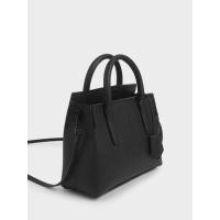 ราคา Charles & Keith Double Handle Tote Bag - สีดำ