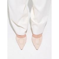 ราคา Charles & Keith รองเท้าส้นสูงแบบเปิดส้นดีเทลลายตาข่ายถัก - สีครีม