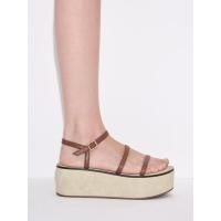 ราคา Charles & Keith รองเท้าแตะแฟลตฟอร์มส้นเตารีดดีไซน์สายคาดแบบเส้น - สีมัลติ