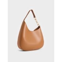 ราคา Charles & Keith กระเป๋าโฮโบทรงโค้งตกแต่งสายโซ่รุ่น Agatha - สีน้ำตาล