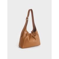 ราคา Charles & Keith กระเป๋าสะพายไหล่ดีเทลจับจีบย่นรุ่น Brigette - สีน้ำตาล
