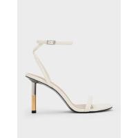 ราคา Charles & Keith Cylindrical Metallic Heel Sandals - สีขาว