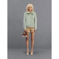 ราคา Charles & Keith กระเป๋าทรงกล่องดีไซน์หนังแท้ และผ้าแคนวาสแบบทูโทน - สีคอนยัค