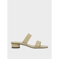 ราคา Charles & Keith รองเท้าแตะส้นสูงดีไซน์สายคาดแบบคู่ตกแต่งอะไหล่เมทัลลิค - สีเขียว