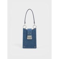 ราคา Charles & Keith กระเป๋าเพาช์ใส่โทรศัพท์ผ้าเดนิมตกแต่งด้วยสายเข็มขัดรุ่น Winslet - สีเดนิมบลู