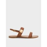 ราคา Charles & Keith รองเท้าแตะดีไซน์สายคาดแบบคู่รุ่น Yvette - สีน้ำตาล