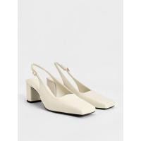 ราคา Charles & Keith รองเท้าส้นสูงรัดส้นดีไซน์หัวรองเท้าแบบเหลี่ยม - สีชอล์ค