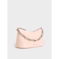 ราคา Charles & Keith กระเป๋าถือที่จับแบบโซ่รุ่น Robyn - สีชมพูอ่อน