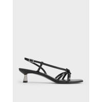 ราคา Charles & Keith รองเท้าแตะหนีบเสริมส้นสูงดีไซน์สายคาดตกแต่งด้วยโบว์ - สีดำ