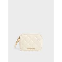 ราคา Charles & Keith กระเป๋าเพาช์คล้องข้อมือดีไซน์ลายควิลท์รุ่น Apfra - สีครีม