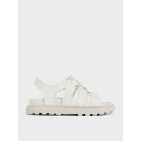 ราคา Charles & Keith รองเท้าแตะหนังแก้วดีไซน์แบบเชือกรูด - สีขาว