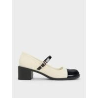 ราคา Charles & Keith Patent Crystal-Embellished Buckle Two-Tone Mary Janes - สีมัลติ
