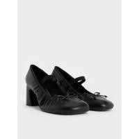 ราคา Charles & Keith รองเท้าแมรี่เจนดีไซน์แบบย่นรุ่น Mino - สีดำ