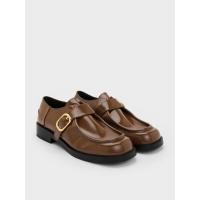 ราคา Charles & Keith รองเท้าโลฟเฟอร์ดีไซน์สายคาดหัวเข็มขัด - สีน้ำตาล