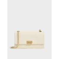 ราคา Charles & Keith กระเป๋าสะพายไหล่ดีไซน์สายโซ่แบบถักรุ่น Everline - สีครีม