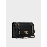 ราคา Charles & Keith กระเป๋าสะพายไหล่ตกแต่งกลิตเตอร์ดีไซน์สายโซ่แบบถักรุ่น Everline - สีดำ