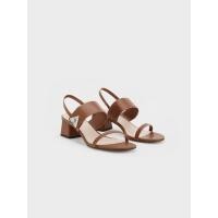 ราคา Charles & Keith Trice Metallic Accent Block Heel Sandals - สีคอนยัค