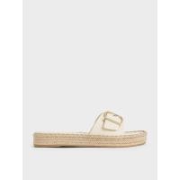 ราคา Charles & Keith รองเท้าแตะเอสพาดริลล์ตกแต่งหัวเข็มขัด - สีครีม