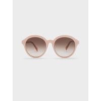 ราคา Charles & Keith Recycled Acetate Round Cat-Eye Sunglasses - สีชมพู