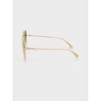 ราคา Charles & Keith Oversized Square Chain-Link Sunglasses - สีเขียว