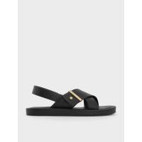 ราคา Charles & Keith รองเท้าแตะรัดส้นดีไซน์สายคาดแบบไขว้ - สีดำ